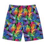 LGBT Pride Rainbow Roses Pattern Print Men's Swim Trunks