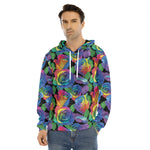 LGBT Pride Rainbow Roses Pattern Print Men's Velvet Pullover Hoodie