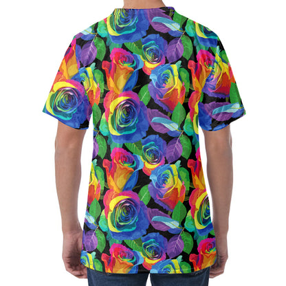 LGBT Pride Rainbow Roses Pattern Print Men's Velvet T-Shirt