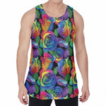 LGBT Pride Rainbow Roses Pattern Print Men's Velvet Tank Top