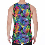 LGBT Pride Rainbow Roses Pattern Print Men's Velvet Tank Top