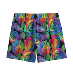 LGBT Pride Rainbow Roses Pattern Print Mesh Shorts