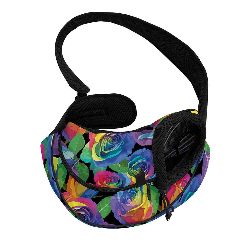 LGBT Pride Rainbow Roses Pattern Print Pet Sling Carrier