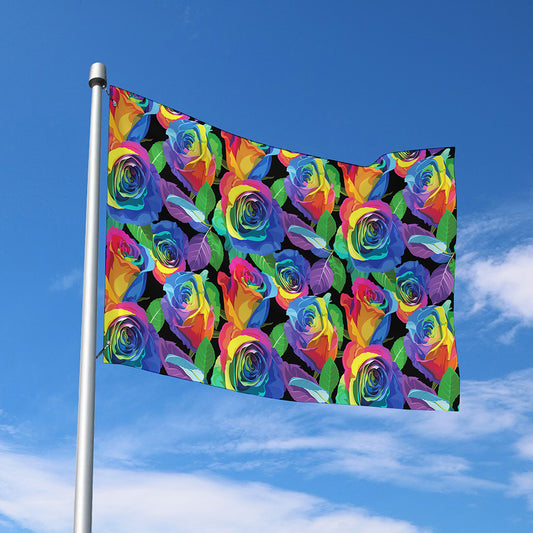 LGBT Pride Rainbow Roses Pattern Print Polyester Flag
