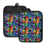 LGBT Pride Rainbow Roses Pattern Print Pot Holders With Pocket