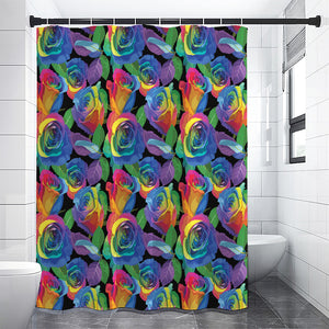 LGBT Pride Rainbow Roses Pattern Print Premium Shower Curtain