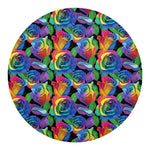 LGBT Pride Rainbow Roses Pattern Print Round Blanket