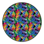 LGBT Pride Rainbow Roses Pattern Print Round Floor Mat