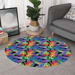 LGBT Pride Rainbow Roses Pattern Print Round Rug