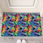 LGBT Pride Rainbow Roses Pattern Print Rubber Doormat
