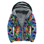 LGBT Pride Rainbow Roses Pattern Print Sherpa Lined Zip Up Hoodie