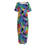 LGBT Pride Rainbow Roses Pattern Print Short Sleeve Long Nightdress