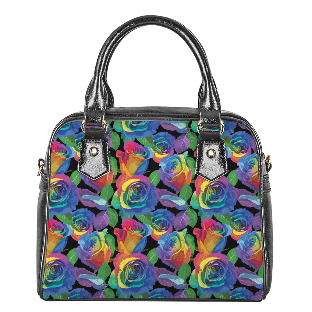 LGBT Pride Rainbow Roses Pattern Print Shoulder Handbag