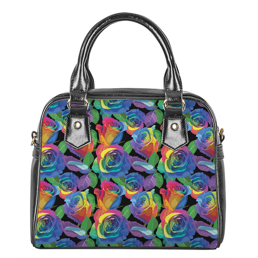 LGBT Pride Rainbow Roses Pattern Print Shoulder Handbag