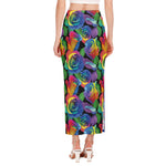 LGBT Pride Rainbow Roses Pattern Print Side Slit Maxi Skirt