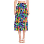 LGBT Pride Rainbow Roses Pattern Print Side Slit Midi Skirt