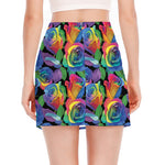 LGBT Pride Rainbow Roses Pattern Print Side Slit Mini Skirt