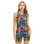 LGBT Pride Rainbow Roses Pattern Print Sleeveless One Piece Swimsuit