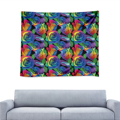 LGBT Pride Rainbow Roses Pattern Print Tapestry