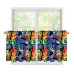 LGBT Pride Rainbow Roses Pattern Print Tier Curtains