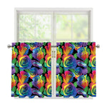 LGBT Pride Rainbow Roses Pattern Print Tier Curtains