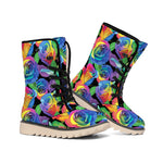 LGBT Pride Rainbow Roses Pattern Print Winter Boots