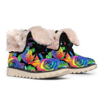 LGBT Pride Rainbow Roses Pattern Print Winter Boots