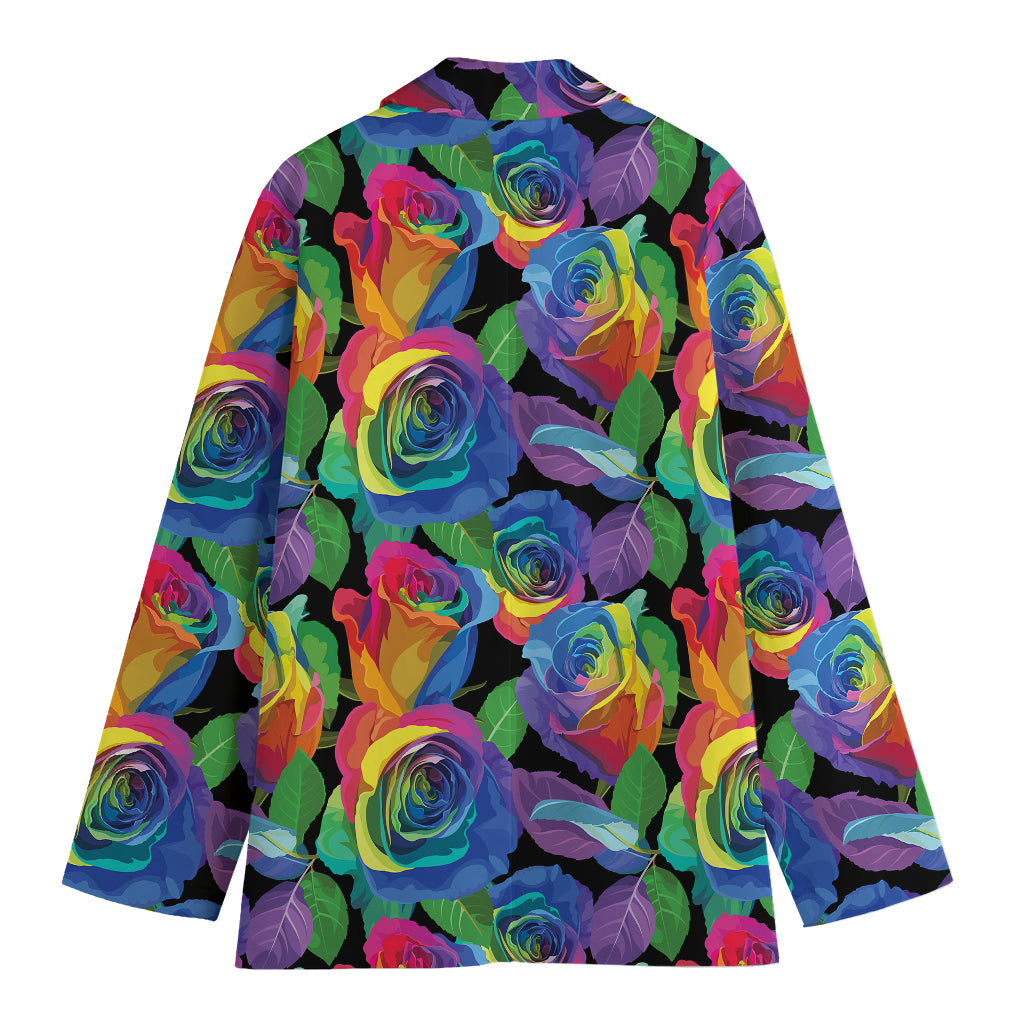 LGBT Pride Rainbow Roses Pattern Print Women's Blazer