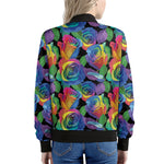 LGBT Pride Rainbow Roses Pattern Print Women's Bomber Jacket