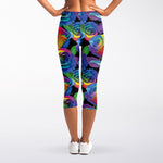 LGBT Pride Rainbow Roses Pattern Print Women's Capri Leggings