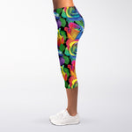 LGBT Pride Rainbow Roses Pattern Print Women's Capri Leggings