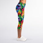 LGBT Pride Rainbow Roses Pattern Print Women's Capri Leggings