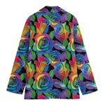 LGBT Pride Rainbow Roses Pattern Print Women's Cotton Blazer