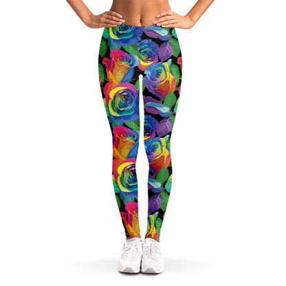 LGBT Pride Rainbow Roses Pattern Print Women's Leggings