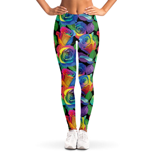 LGBT Pride Rainbow Roses Pattern Print Women's Leggings