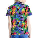 LGBT Pride Rainbow Roses Pattern Print Women's Polo Shirt
