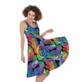 LGBT Pride Rainbow Roses Pattern Print Sleeveless Knee Length Dress