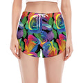 LGBT Pride Rainbow Roses Pattern Print Women's Split Running Shorts