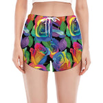 LGBT Pride Rainbow Roses Pattern Print Women's Split Running Shorts