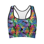 LGBT Pride Rainbow Roses Pattern Print Women's Sports Bra