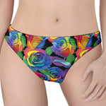 LGBT Pride Rainbow Roses Pattern Print Women's Thong