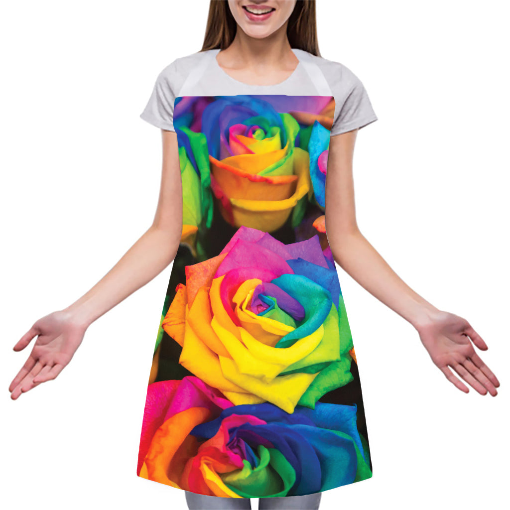 LGBT Pride Rainbow Roses Print Adjustable Apron