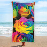LGBT Pride Rainbow Roses Print Beach Towel