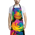 LGBT Pride Rainbow Roses Print Bib Apron With Pocket