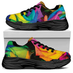 LGBT Pride Rainbow Roses Print Black Chunky Shoes