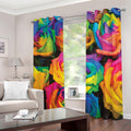 LGBT Pride Rainbow Roses Print Dimout Grommet Curtains
