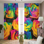 LGBT Pride Rainbow Roses Print Blackout Pencil Pleat Curtains