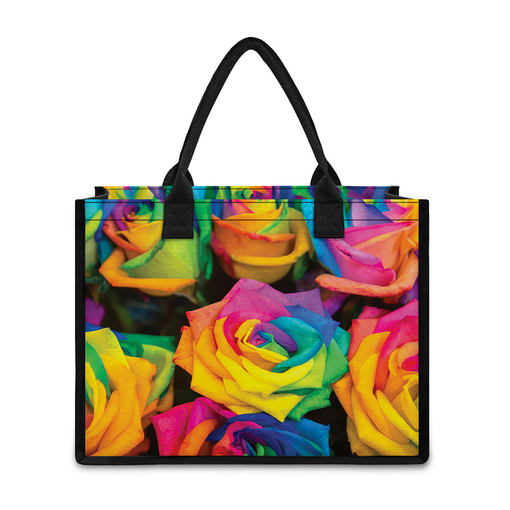 LGBT Pride Rainbow Roses Print Canvas Tote Bag
