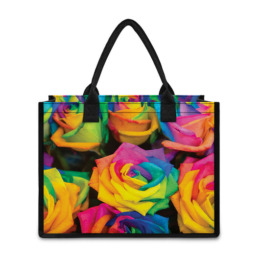 LGBT Pride Rainbow Roses Print Canvas Tote Bag