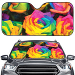 LGBT Pride Rainbow Roses Print Car Windshield Sun Shade